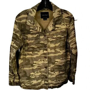 Sanctuary Camo Shirt Jacket Shacket w Pockets Button Front Women's size small